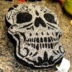 Sparkles Home decorative silver and black ✨sparkly✨ skull pillow